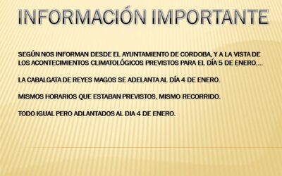 ADELANTADA LA CABALGATA AL DIA 4 DE ENERO